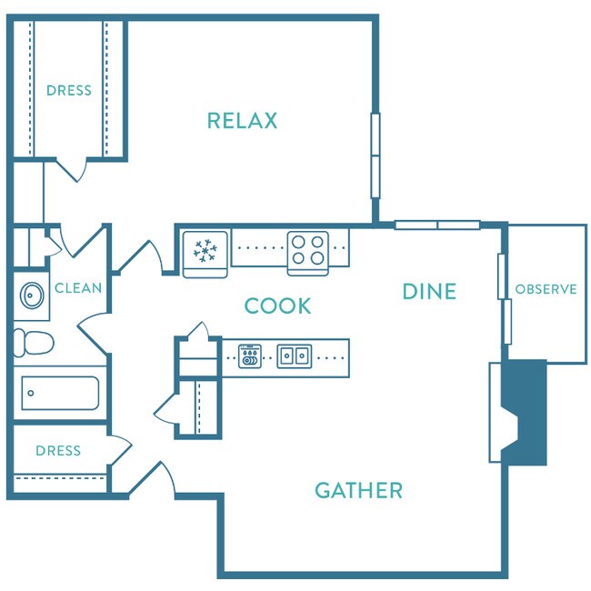 1 Bed • 1 Bath 048 floor plan